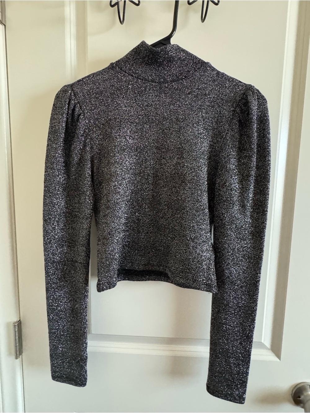 H&M Divided Black Metallic Knit Turtleneck
